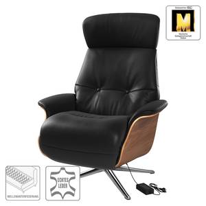 Fauteuil relax Anderson VI Cuir véritable Neka : Noir - Chrome brillant - Noyer