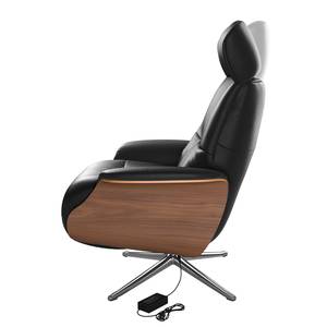 Fauteuil relax Anderson VI Cuir véritable Neka : Noir - Chrome brillant - Noyer