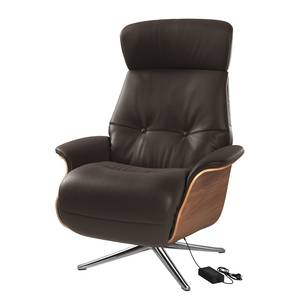 Fauteuil relax Anderson VI Cuir Neto : Marron - Chrome brillant - Noyer