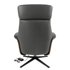 Fauteuil relax Anderson VI Cuir véritable Neka : Gris - Noir - Noyer