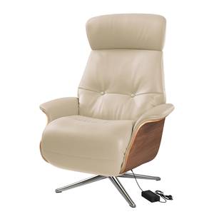 Relaxfauteuil Anderson VI Echt leer Neka: Kasjmi - Chroomkleurig glanzend - Notenboom