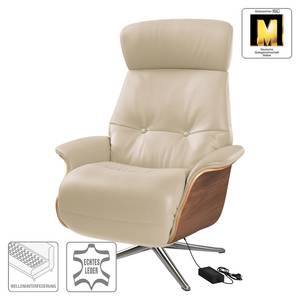 Fauteuil relax Anderson VI Cuir véritable Neka : Cachemire - Chrome brillant - Noyer