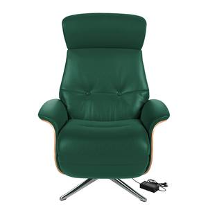 Fauteuil relax Anderson VI Cuir véritable Neka : Vert foncé - Chrome brillant - Noyer