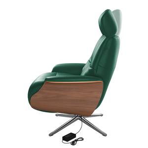 Fauteuil relax Anderson VI Cuir véritable Neka : Vert foncé - Chrome brillant - Noyer