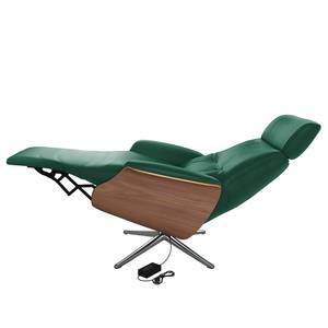 Fauteuil relax Anderson VI Cuir véritable Neka : Vert foncé - Chrome brillant - Noyer