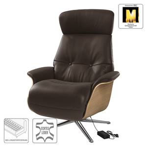 Fauteuil relax Anderson VI Cuir véritable Neka : Marron foncé - Chrome brillant - Chêne