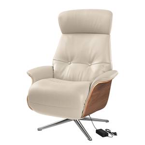 Relaxfauteuil Anderson VI Echt leer Neka: Lichtgrijs - Chroomkleurig glanzend - Notenboom