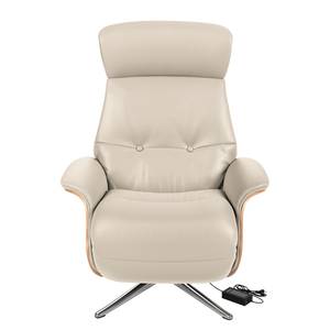 Relaxfauteuil Anderson VI Echt leer Neka: Lichtgrijs - Chroomkleurig glanzend - Notenboom