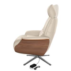 Relaxfauteuil Anderson VI Echt leer Neka: Lichtgrijs - Chroomkleurig glanzend - Notenboom