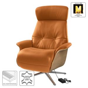 Fauteuil relax Anderson VI Cuir véritable Neka : Cognac - Chrome brillant - Chêne