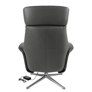 Fauteuil relax Anderson VI Cuir véritable Neka : Gris - Chrome brillant - Couvert