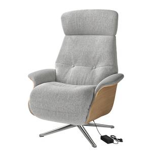 Fauteuil relax Anderson III Tissu Saia: Gris clair - Chrome brillant - Chêne