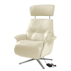 Relaxfauteuil Anderson VI Echt leer Neka: Wit - Chroomkleurig glanzend - Bedekken