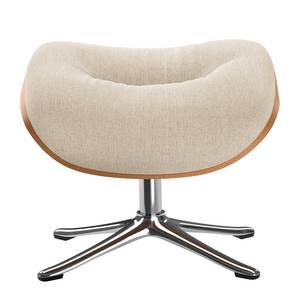 Polsterhocker ANDERSON Webstoff Saia: Beige - Chrom glänzend - Nussbaum