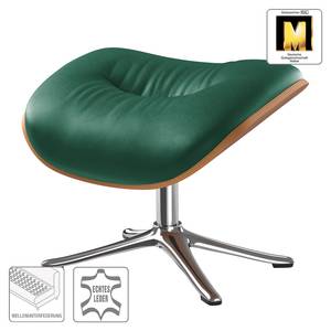 Repose-pieds Anderson I Cuir véritable Neka : Vert foncé - Chrome brillant - Noyer