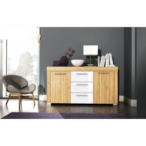 Sideboard Alverno Kiefer Dekor / Hochglanz Weiß