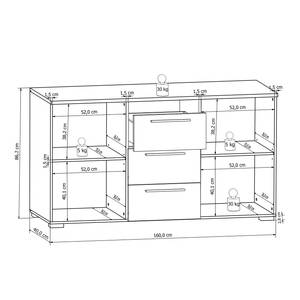 Sideboard Alverno Kiefer Dekor / Hochglanz Weiß