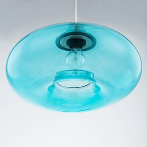 Suspension Lawrence II Verre de sécurité / Fer - 1 ampoule - Turquoise