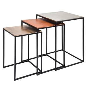 Bijzettafel Loft Square (3-delige set) Aluminium/staal - zwart