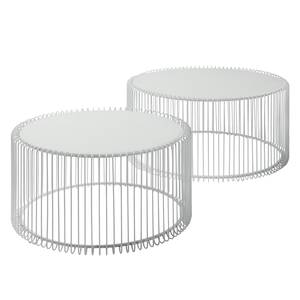 Couchtisch Wire (2er-Set) Glas / Stahl - Weiß