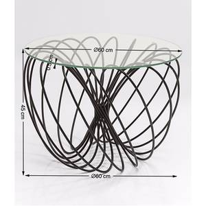 Bout de canapé Wire II Verre / Acier - Noir - Diamètre : 60 cm