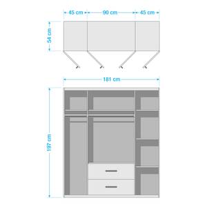 Drehtürenschrank Nidda mit Spiegeltür Alpinweiß - Breite: 181 cm