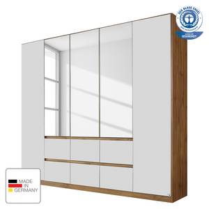 Armoire Mainz Blanc alpin / Imitation chêne Wotan - Largeur : 226 cm - Avec portes miroir