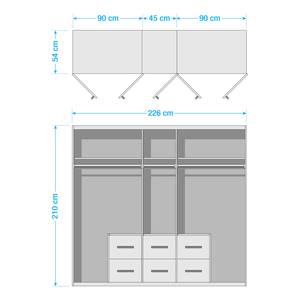 Armoire Mainz Blanc alpin / Imitation chêne Wotan - Largeur : 226 cm - Sans portes miroir