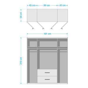 Drehtürenschrank Mainz Alpinweiß - Breite: 181 cm - Mit Spiegeltür/-en