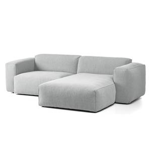 Ecksofa HUDSON 1,5-Sitzer mit Longchair Webstoff Saia: Hellgrau - Longchair davorstehend rechts