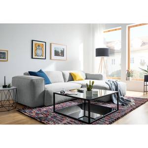 Ecksofa HUDSON 1,5-Sitzer mit Longchair Webstoff Saia: Hellgrau - Longchair davorstehend rechts