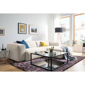 Hoekbank HUDSON 1,5-zits + chaise longue Geweven stof Saia: Beige - Longchair vooraanzicht rechts