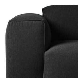 Ecksofa HUDSON 1,5-Sitzer mit Longchair Strukturstoff - Webstoff Saia: Anthrazit - Longchair davorstehend rechts