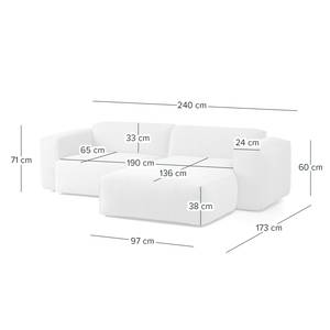 Ecksofa HUDSON 1,5-Sitzer mit Longchair Strukturstoff - Webstoff Saia: Anthrazit - Longchair davorstehend rechts