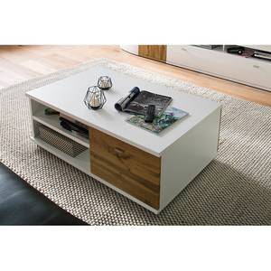 Table basse Sostino Blanc brillant / Imitation chêne de Wotan