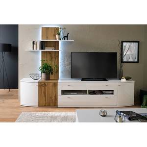 Tv-meubel Sostino I hoogglans wit/Wotan eikenhouten look