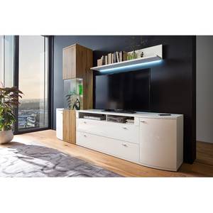 Tv-meubel Sostino II hoogglans wit/Wotan eikenhouten look