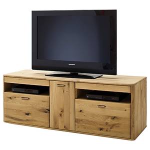 Meuble TV Forge Partiellement en chêne massif - Chêne de poutre Bianco / Imitation chêne Bianco - Largeur : 156 cm