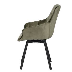 Gestoffeerde stoel Olliva Fluweel/metaal - olijfgroen/zwart