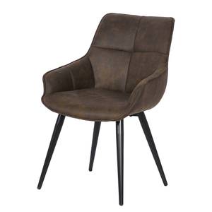 Gestoffeerde stoel Colo II Microvezel/metaal - vintagebruin/zwart