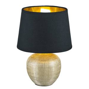 Lampe Luxor I Coton / Céramique - 1 ampoule - Noir / Laiton