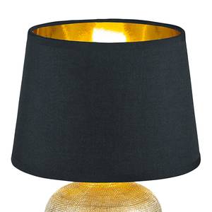 Lampe Luxor I Coton / Céramique - 1 ampoule - Noir / Laiton