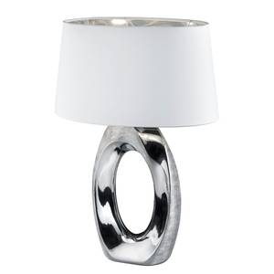 Lampe Taba Coton / Céramique - 1 ampoule - Blanc / Argenté - Hauteur : 52 cm
