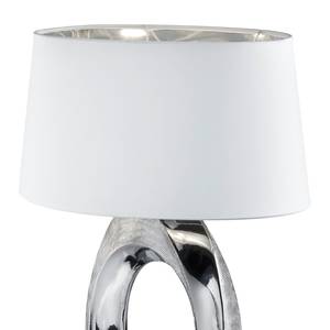 Tafellamp Taba Katoen/keramiek - 1 lichtbron - Wit/zilverkleurig - Hoogte: 52 cm