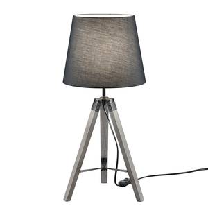 Lampe Tripod Coton / Acacia massif - 1 ampoule - Noir profond