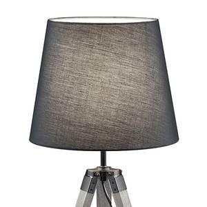 Lampe Tripod Coton / Acacia massif - 1 ampoule - Noir profond