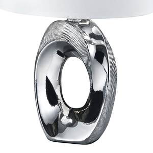 Tafellamp Taba Katoen/keramiek - 1 lichtbron - Wit/zilverkleurig - Hoogte: 33 cm