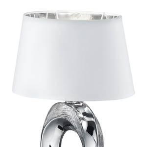 Lampe Taba Coton / Céramique - 1 ampoule - Blanc / Argenté - Hauteur : 33 cm