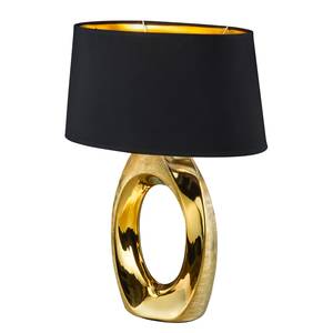 Tafellamp Taba Katoen/keramiek - 1 lichtbron - Zwart/messing - Hoogte: 52 cm