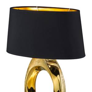 Lampe Taba Coton / Céramique - 1 ampoule - Noir / Laiton - Hauteur : 52 cm